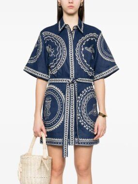 Alemaizosena floral pattern dark blue dress